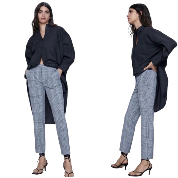 Zara Basic Pants - ZARA BASIC Plaid Ankle Trousers in Gray Size XL — Perfect for Fall!!!